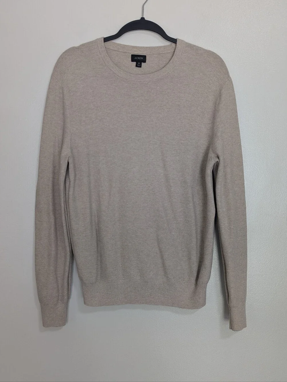 J. Crew Size M Oatmeal Beige Nude 100% Cotton Crewneck‎ Pullover Sweater